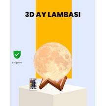 Şarjlı 3d Baskılı 16 Renk Ay Lambası Ahşap Stand Ve Uzaktan Kumanda Çok Renkli