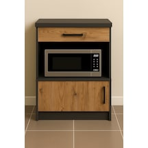 Dora Çok Amaçlı Dolap - Mikrodalga - Erzak - Mutfak - Kiler Dolabı - 60 Cm Atlantik Çam - Antrasit