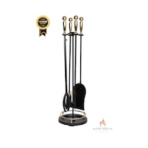 5 Li Premium İthal Döküm Gold Başlıklı Yuvarlak Şömine-soba Maşa