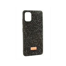 Apple iPhone Uyumlu  12 Taşlı Kapak Kılıf Siyah