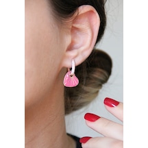 925 Ayar Gümüş Pembe Mineli Kalp Küpe - 12101702 Rose Gold