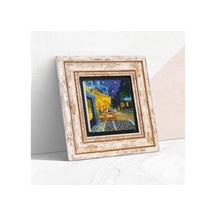 Van Gogh Kafe Terasta Gece Taş Duvar Tablosu - Çerçeveli Taş Tablo - Dekoratif Duvar Sanatı - Modern Ev Ve Ofis Duvar Dekoru T1-279