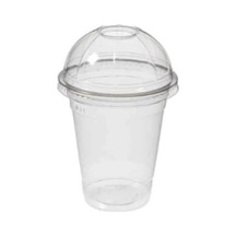 Plastik Milkshake Bardağı 100'lü Kapaklı İçecek 350 Cc Ml Şeffaf Meşrubat Bardağı Limonata Cup