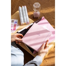 Charmlı Süresiz Dikey Haftalık Ajanda 18 X 20 Cm Pembe Açık Gri