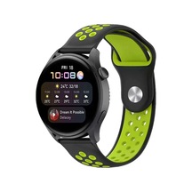 Watch 20mm Uyumlu Spor Delikli Kordon - Siyah-yeşil