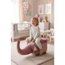 Lumis Garden Fil Figürlü Çocuk Odası Oyuncak Sandığı & Oturma Pufu Kapaklı, Saklama Alanlı 86 x 32 x 36 CM Pembe