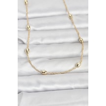 Cm 14k Gold Renk Topçuklu Burgu Zincir Model 60 Cm Kadın Kolye - Lisinya altın