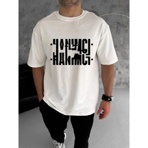 Bisiklet Yaka Katlanan Baskılı T-shirt - Beyaz -vlmr Beyaz