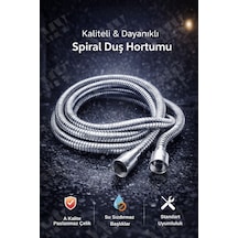 Çelik Kenetli A Kalite 150 Cm Duş Banyo Seti Başlığı Hortumu Duşluk Spiral Hortum Metalik Krom Kapla Diğer