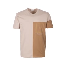 Erkek Tişört Bisiklet Yaka Bej Slim Fit %100 Pamuk T-shirt Ncs Jeans 1301 Bej