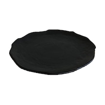 Melamin Yassı Yuvarlak Servis Tabağı Siyah 27cm - Melamin Tabak