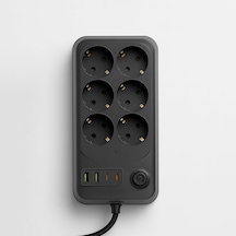 6 Prizli 4 Usb Girişli Akım Korumalı Topraklı Golyat Grup Şarj Fiş Priz 2 Metre Uzatma Kablosu