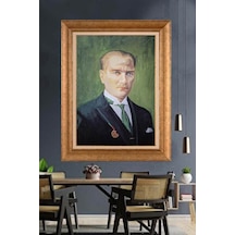 Altın Varaklı Çerçeveli Paspartulu Atatürk Tablo Hk2694