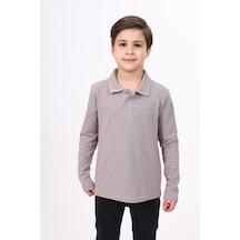Toontoy Kids Toontoy Unisex Polo Yaka Düğmeli Uzun Kollu Tişört Kahverengi