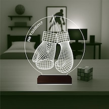 Luvivia Box Boksör Boks Eldiveni Kişiye Özel 3d Lamba - Masa Gece Lambası Şeffaf