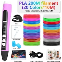 Honeybeeshop Profesyonel 3d Yazıcı Kalem Seti Mavi 5 Metre 20 Renk Led Ekranlı Çok Modlu Dıy Çizim Aracı