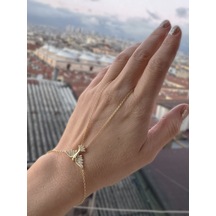 Beyaz Zirkon Taş Detaylı Gümüş Güvercin Model Şahmeran - Gold Altın