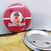 Uğur Böceği Doğum Günü Rozeti Resimli Metal 6 Cm İğneli 10 Adet