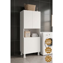 Teta Home Kirli Çamaşır Sepetli Banyo Kiler Çok Amaçlı Dolap Beyaz