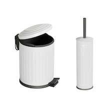 Midas Klozet Fırçası + Çöp Kovası 5 Lt -2 Parça Set, Mat Beyaz 35.22.89.01.04