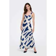 Only Kadın Onljamıe Askılı Desenli Maxi Elbise 15344461 Mavi Mavi