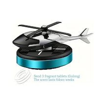 Turcoshop11 Güneş Enerjili Helikopter Araç Kokusu Dönen Kanatlı Mavi Tasarım, 3'lü Koku