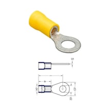 Kablo Ucu İzoleli Sarı 4-6 Mm Kablo Uyumlu Delik Çapı:6 Mm