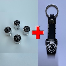 Peugeot J10 İle Uyumlu Logolu Alüminyum Sibop Kapağı Ve Silikon Anahtarlık