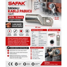 Şafak Skp-120 120mm M10 120lik Sıkmalı Kablo Pabucu Bakır Kalay Kaplı