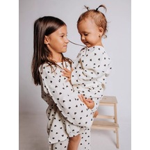 Ruandı Kalpli Çocuklar İçin Muslin Pijama 250485930 Beyaz