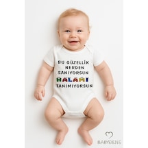 Babyden's Bu Güzellik Nerden Sanıyorsun Halamı Tanımıyorsun Yazılı Bebek Body %100 Pamuk Beyaz