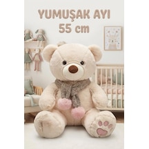Buffy Atkılı Ayı Ekru 55cm Sevimli Konforlu: Peluş Uyku Yastığı Ve Sarılma Arkadaşı Dekoratif Oyuncak Beyaz