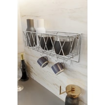 Mutfak Rafı Lüks Modern Gümüş Metal Baharatlık Rafı Organizer Düzenleyici Gümüş