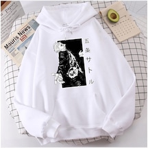 Jujutsu Kaisen Crayz Gojo Beyaz Kapşonlu Sweatshirt Beyaz
