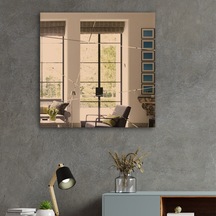 Ayna | Bronz Ayna | Tasarım Kanallı - Kare Ayna | 60Cm X 60Cm Bronz
