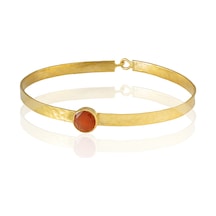 Kadir Jewellery 22 Ayar Altın Kaplama El İşçiliği Zirkon Taşlı Kadın Kelepçe Bilezik Kırmızı