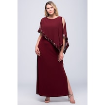 Şans Kadın Bordo Şifon Ve Payet Detaylı Abiye Elbise 65n23491-bordo Bordo