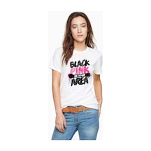Black Pink In Your Area Baskılı Beyaz Kadın Tshirt
