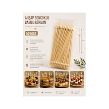 Ahşap Boncuklu Bambu Kürdan 12 Cm 50 Adet - 913954661