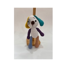 El Yapımı Amigurumi Köpek Oyuncak Renkli Kulak Örgü Bebek & Çocuk Hediyesi 21cm Turkuaz Kulak Mor
