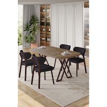Canisa Axton Serisi Sabit Mdf 90x168 Atlantik Çam Mutfak Masa Takımı 4 Antrasit Sandalye Atlantik Çam Masa Antrasit Sandalye
