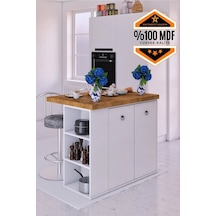 Adore Çok Amaçlı Mutfak Adası 2 Kapaklı Raflı Mdf Ceviz-beyaz Adore Çok Amaçlı Mutfak Adası 2 Kapaklı Raflı Mdf Ceviz-beyaz