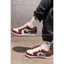 Nike Air Jordan 1 Low Special Edition Leather Unisex Sneaker Hakiki Deri Günlük Spor Ayakkabı Beyaz Kahverengi Kahverengi - Bej