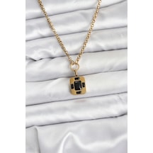 316l Çelik Zincir Gold Renk Vintage Model Kadın Kolye Çok Renkli