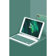Apple Uyumlu  iPad Uyumlu  Pro 11 2022 Kılıf  Kc01 Smart Klavyeli Tablet Kılıfı - Koyu Yeşil Arka Kapak