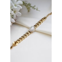 Kalpli Zirkon Taşlı Çelik Bileklik Çok Renkli