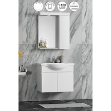 Yıldız Asma 65 Cm Beyaz Mdf Lavabolu Asma Banyo Dolabı Takımı Beyaz