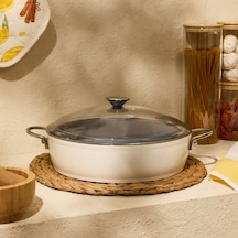 Kitchen Toscana Chef Basık Tencere - Beyaz / Gri - 30 Cm Renkli Kitchen Toscana Chef Basık Tencere - Beyaz / Gri - 30 Cm Renkli