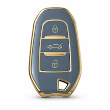Autohan Keys Peugeot Anahtar Koruma Kılıfı, Gri-altın Renk, Nano Kaplama, 208 308 508 2008 3008 5008 Rifter Modelleri İçin, Sustasız