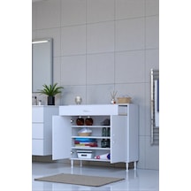 Eliusta Rose 95 Cm Beyaz 1 Çekmeceli Banyo Mutfak Dolabı 4 Bölmeli 3 Raflı Çok Amaçlı Dolap 95x88x32,5 Cm Beyaz